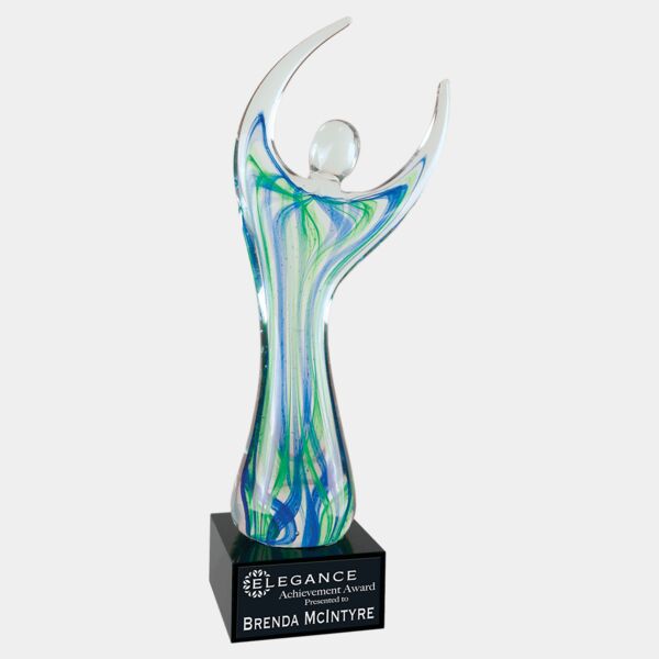 12" Raised Arms Art Glass with Square Base Thumbnail