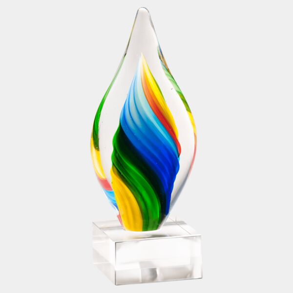 9" Rainbow Twist Art Glass on Glass Base-No Plate Thumbnail