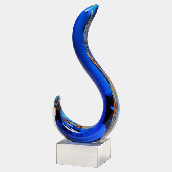 11" Modern Swan Design Art Glass on Glass Base-No Plate Thumbnail