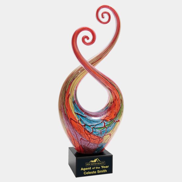 14" Multi-Color Twist Art Glass with Base Thumbnail