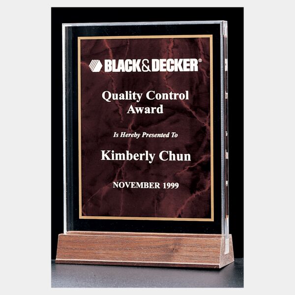 6" x 8 5/8" Ruby Marble Acrylic Award with American Base Thumbnail