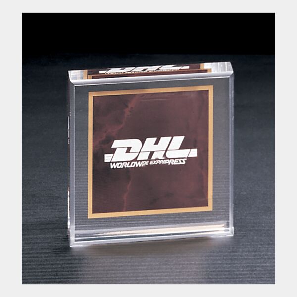 3 3/4" x 3 3/4" Ruby Marble Design Acrylic Paperweight Thumbnail