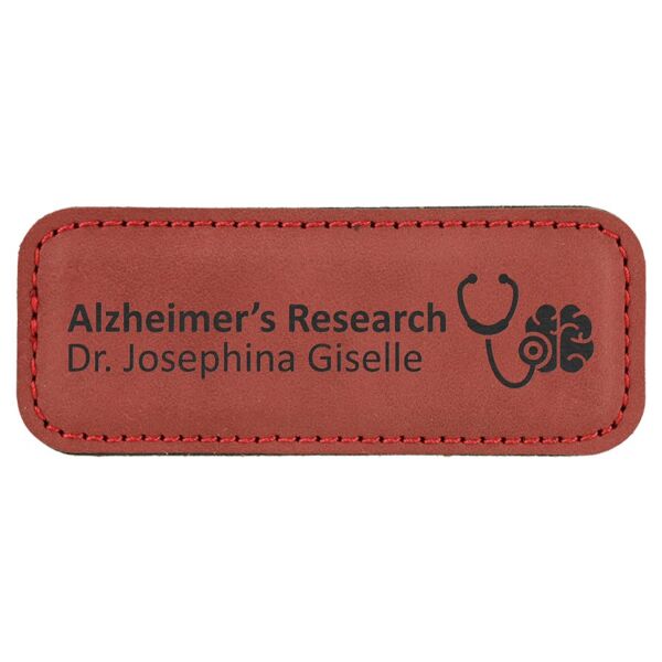 3 1/4" x 1 1/4" Rose Laserable Leatherette Badge Blank with Magnet Thumbnail