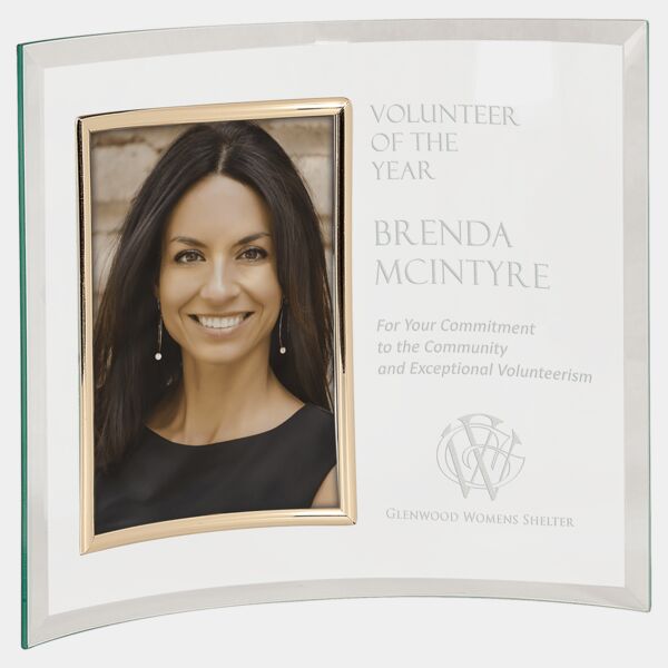 12" x 10" Jade Glass Crescent with 5" x 7" Picture Frame Thumbnail