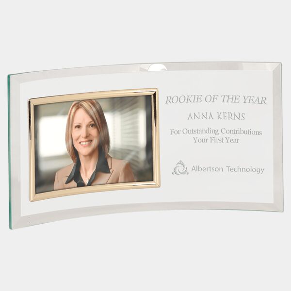 12 3/4" x 6 1/2" Jade Glass Crescent with 6" x 4" Picture Frame Thumbnail