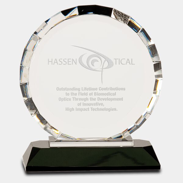 5 1/2" Crystal Round with Rectangle Facets on Crystal Base Thumbnail