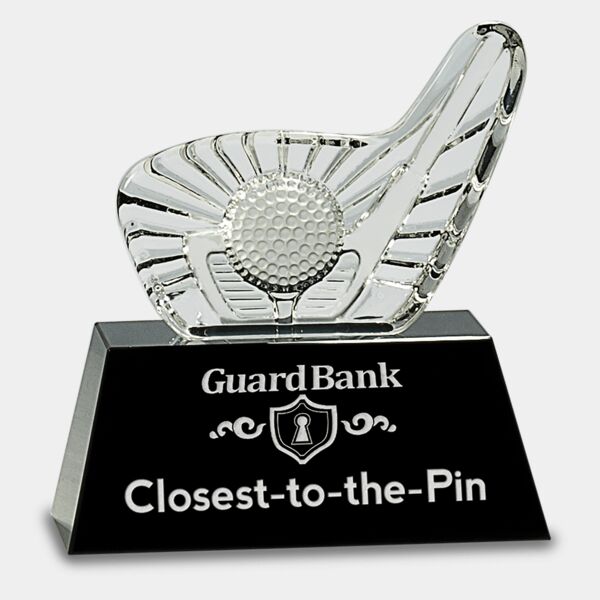 6" Crystal Golf Club & Ball on Base Thumbnail