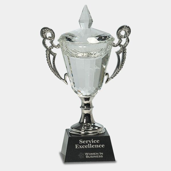 9 1/2" Crystal Cup with Handles and Stem Thumbnail