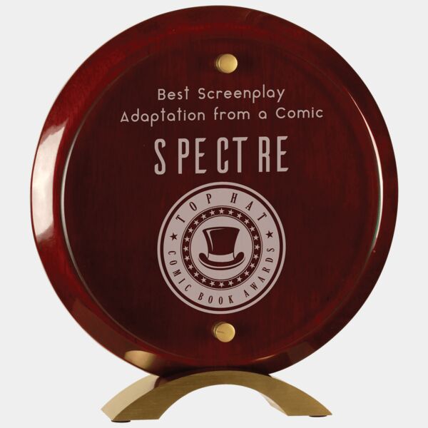 8 1/2" Round Piano Finish Floating Jade Glass Standup Thumbnail