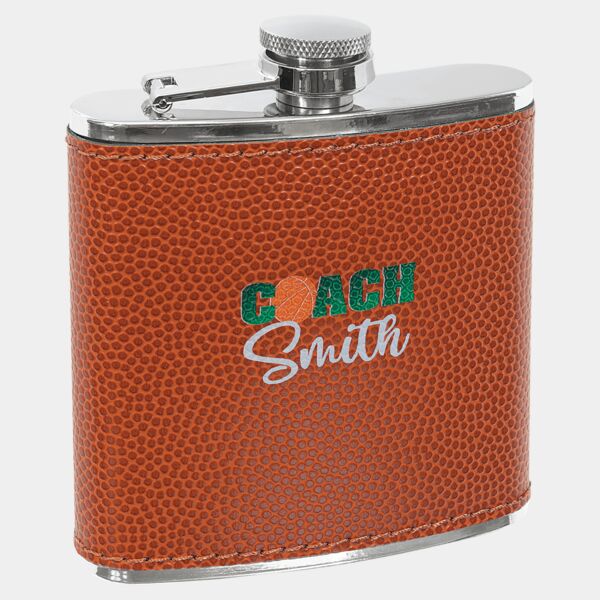 6 oz. Basketball Laserable Leatherette Flask Thumbnail