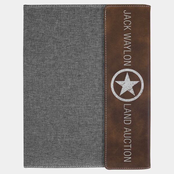 9 1/2"x12" Rustic/ Laserable Leatherette/ Canvas Portfolio w/Notepad Thumbnail