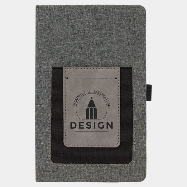 5 1/4" x 8 1/4" w/ Laserable Leatherette Journal with Cell/Card Slot Thumbnail