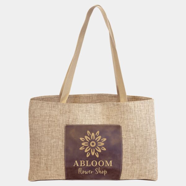 19" x 12" Burlap Bag with 5" Rustic/ Laserable Leatherette Gusset Thumbnail