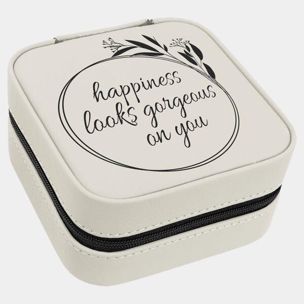 4" X 4" / Laserable Leatherette Travel Jewelry Box with Lining Thumbnail