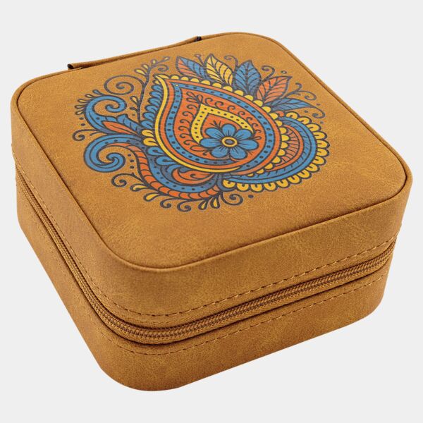 Travel Jewelry Box - Laserable Leatherette, Creekside Collection, 4" x 4" Thumbnail