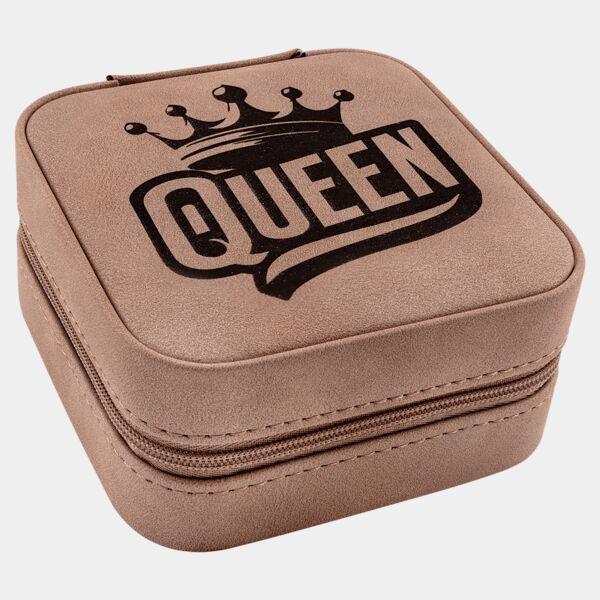 Travel Jewelry Box - Laserable Leatherette, Creekside Collection, 4" x 4", Blush Thumbnail