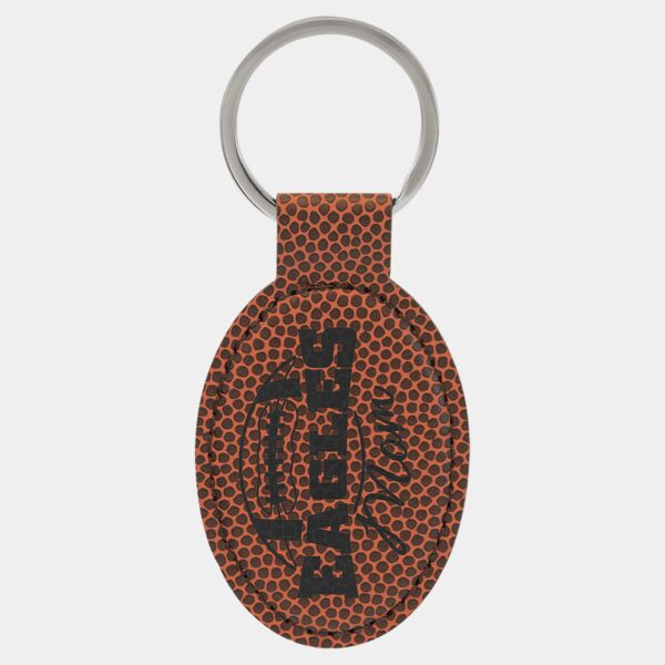3" x 1 3/4" Football Laserable Leatherette Oval Keychain Thumbnail