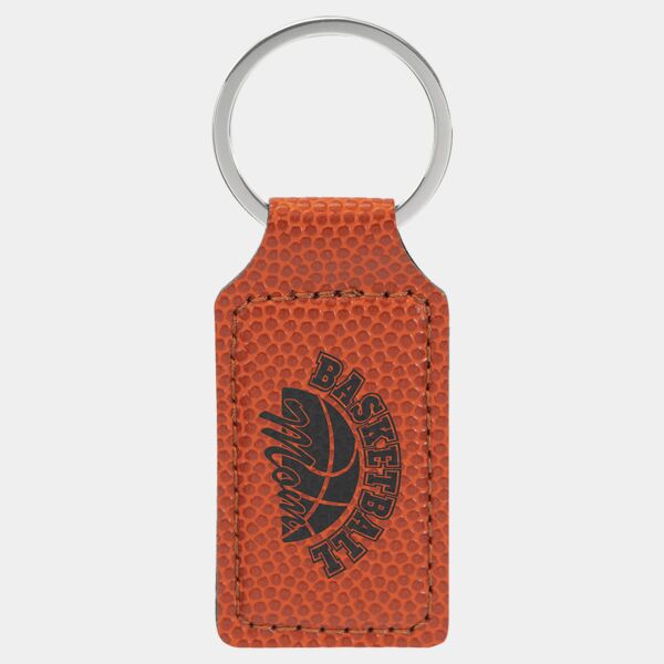 2 3/4" x 1 1/4" Basketball Laserable Leatherette Rectangle Keychain Thumbnail
