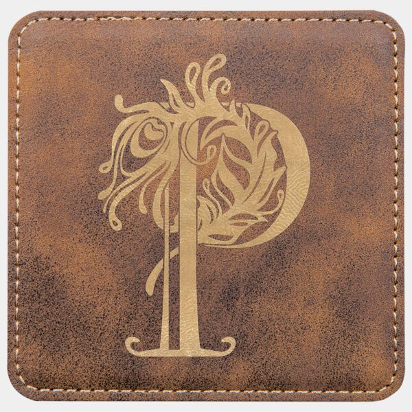 4" x 4" Square Rustic/ Laserable Leatherette Coaster Thumbnail