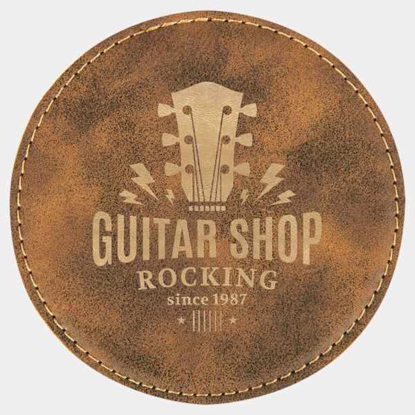 4" Round Rustic/ Laserable Leatherette Coaster Thumbnail