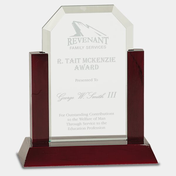 7" Gateway Jade Clip Corner Glass Award with Finish Base Thumbnail