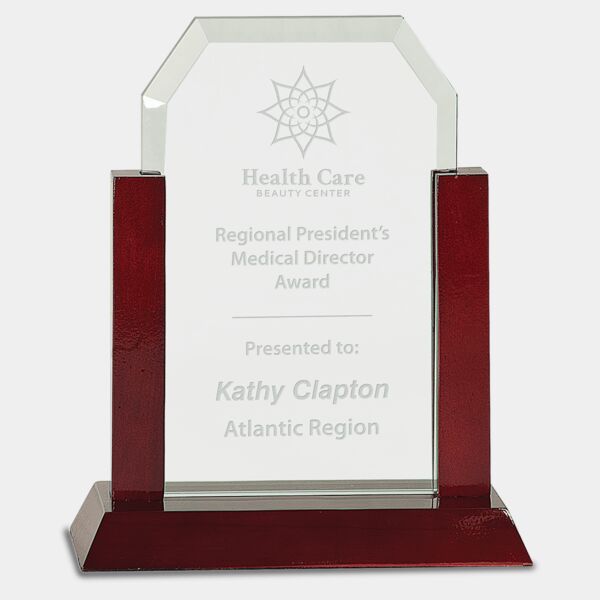 8" Gateway Jade Clip Corner Glass Award with Finish Base Thumbnail