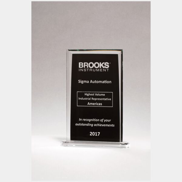 6 3/4 x 10 1/4" Rectangular Glass Award with Silkscreened Center Thumbnail
