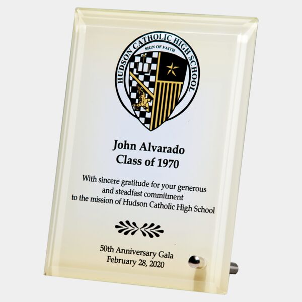 5" x 7" Sublimated Glass Plaque with Post for Portrait or Landscape Prsentation Thumbnail