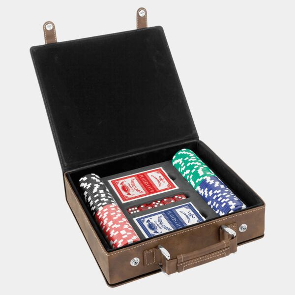 Rustic/ Laserable Leatherette 100 Chip Poker Set Thumbnail