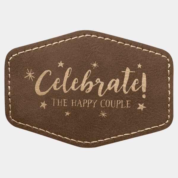 3 1/2" x 2 1/2" Hex Rustic/ Laserable Leatherette Patch with Adhesive Thumbnail