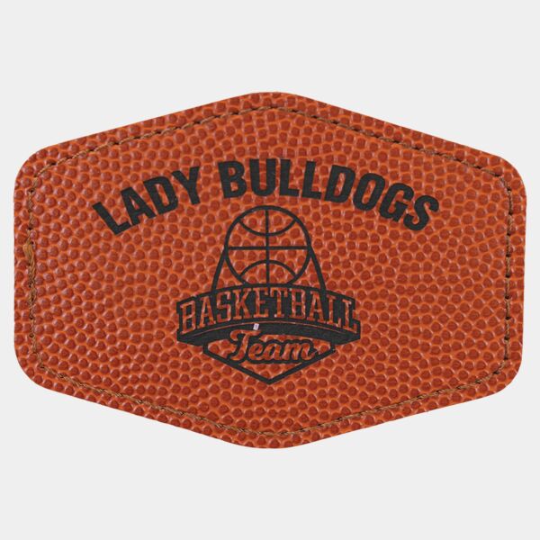 3 1/2" x 2 1/2" Hex Basketball Laserable Leatherette Patch with Adhesive Thumbnail