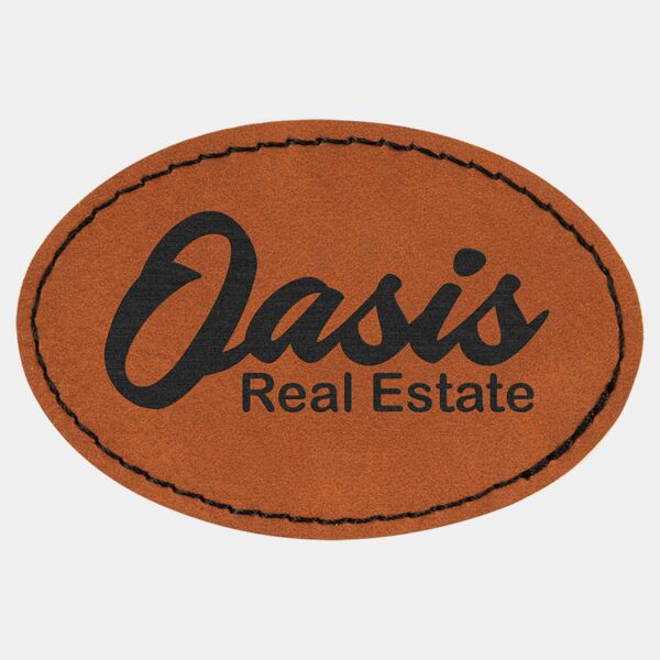 3" x 2" Laserable Leatherette Oval Patch with Kota Pro Adhesiive Thumbnail
