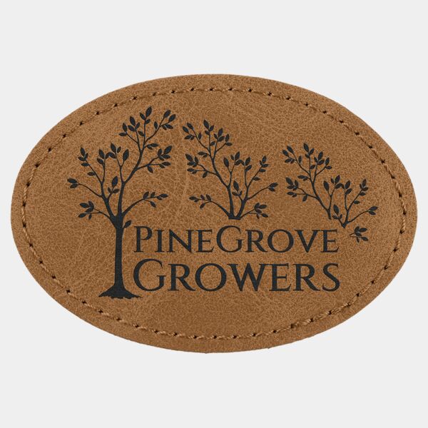 3" x 2" Medium Brown Premier Laserable Leatherette Oval Patch with Kota Pro Adhesive - Creekside Collection Thumbnail