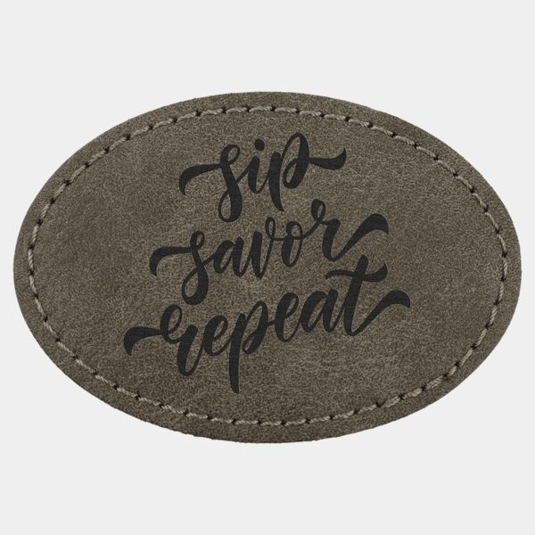 3" x 2" Dark Premier Laserable Leatherette Oval Patch with Kota Pro Adhesive - Creekside Collection Thumbnail