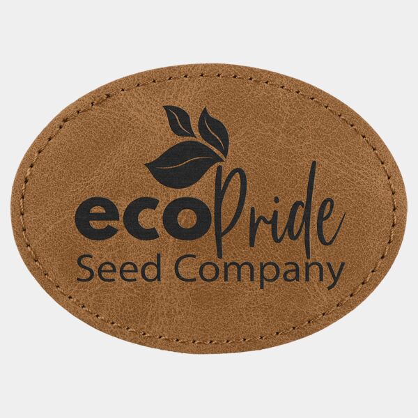 Oval Patch with Kota Pro Adhesive - Laserable Leatherette, Creekside Collection 3 1/2" x 2 1/2", Medium Brown Thumbnail