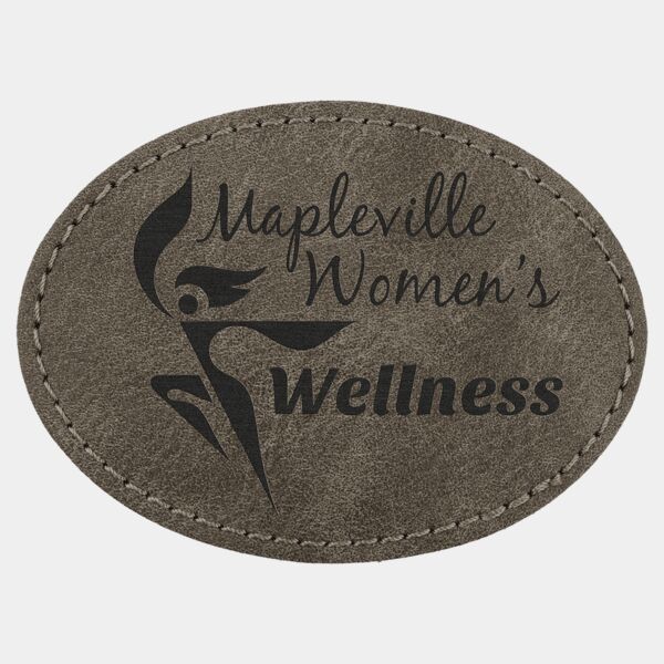 Oval Patch with Kota Pro Adhesive - Laserable Leatherette, Creekside Collection 3 1/2" x 2 1/2", Dark Thumbnail