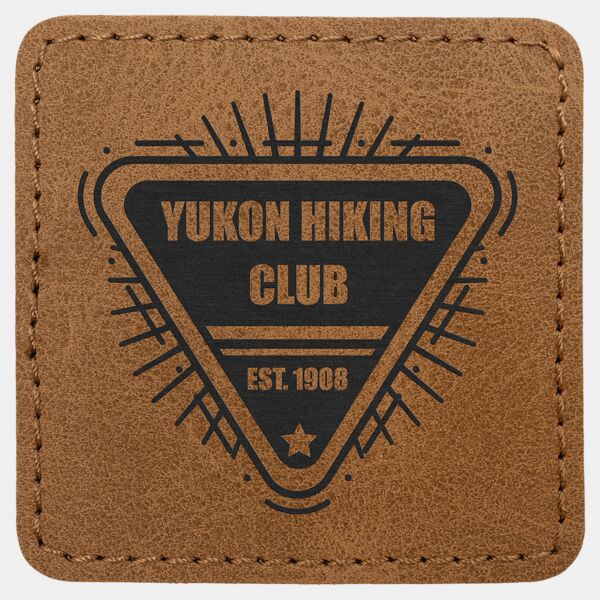 2 1/2" x 2 1/2" Medium Brown Premier Laserable Leatherette Square Patch with Kota Pro Adhesive - Creekside Collection Thumbnail