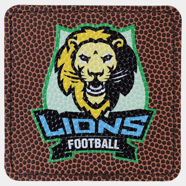 3" x 3" Square Football Laserable Leatherette Patch with Adhesive Thumbnail