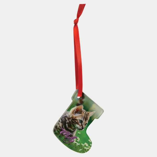 2 3/8" x 2 3/4" Stocking Sublimatable Acrylic Ornament with Ribbon Thumbnail