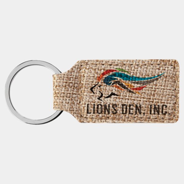 2 3/4" x 1 1/4" Rectangle Sublimatable Burlap Keychain Thumbnail