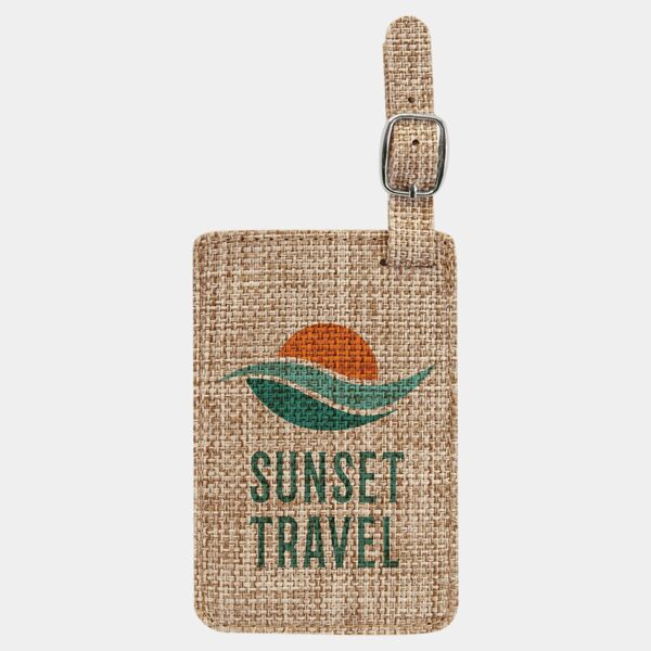 4 1/4" x 2 3/4" Sublimatable Burlap Luggage Tag Thumbnail
