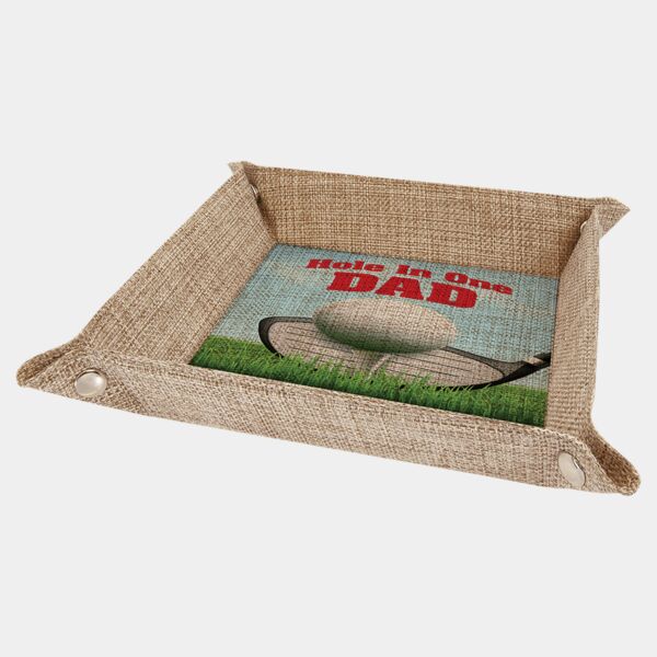 6" x 6" Sublimatable Burlap Snap Up Tray with Snaps Thumbnail