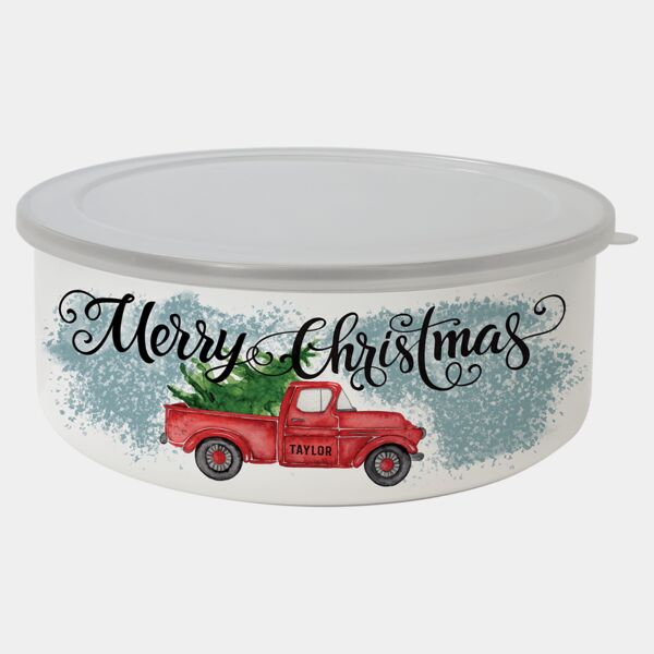 34 oz. Short Enamel Bowl with Lid Thumbnail