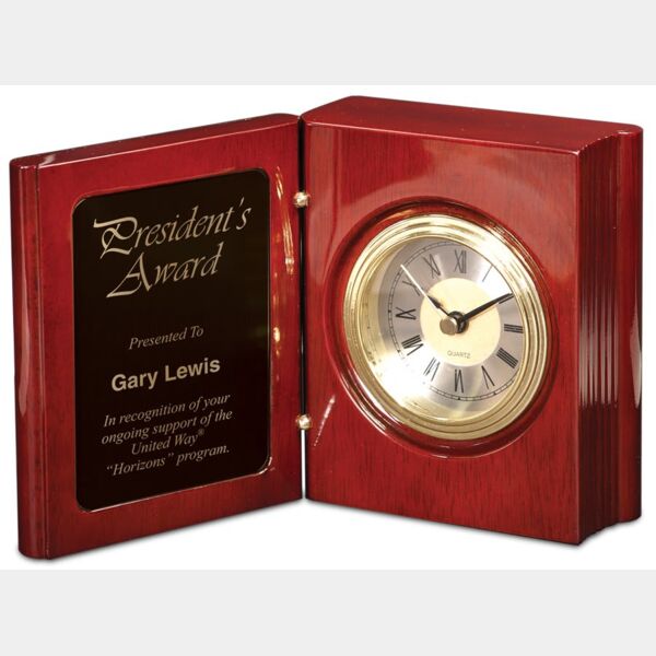5 3/8" Piano Finish Book Clock Thumbnail