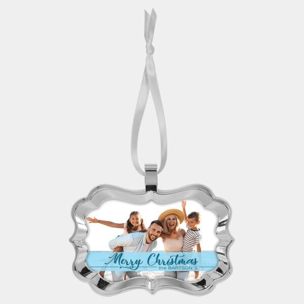 4.25" x 3" Benelux Metal Ornament with Ribbon Thumbnail