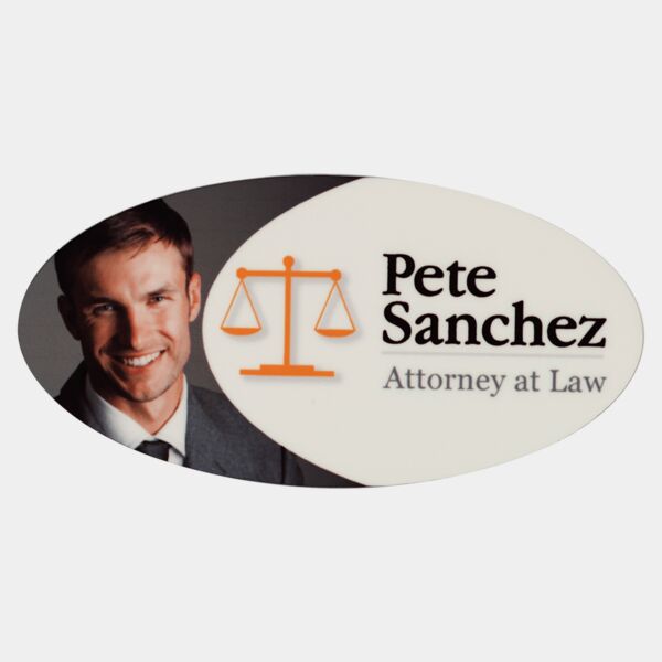 3" x 1.5" Gloss Oval Unisub FRP Sublimatable Name Badge Thumbnail
