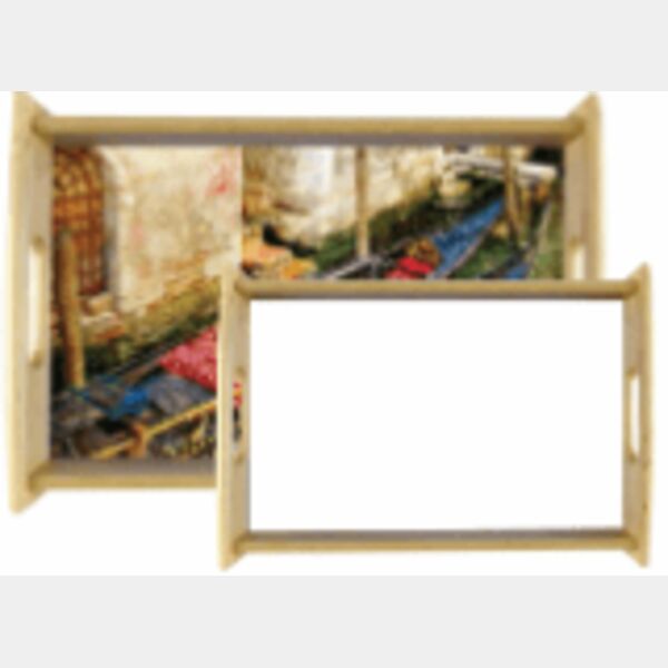 13.875" x 8.875" Unisub Natural Serving Tray with Sublimatable Insert Thumbnail