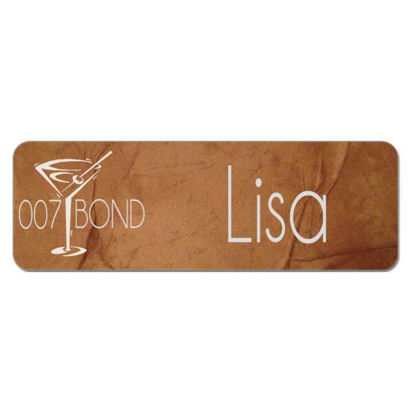 3" x 1" Gloss Sublimatable UVSub Aluminum Name Badge with Radius Corners Thumbnail