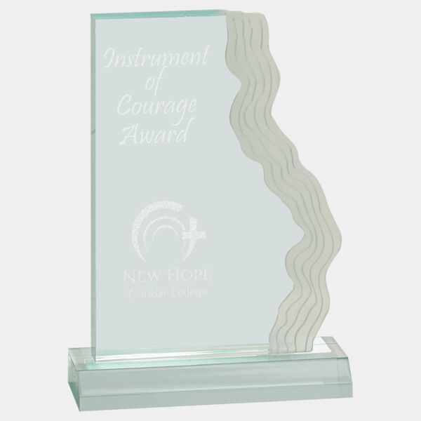 5 3/4" x 8" Jade Frosted Waterfall Edge Acrylic with 6 1/2" Base Thumbnail