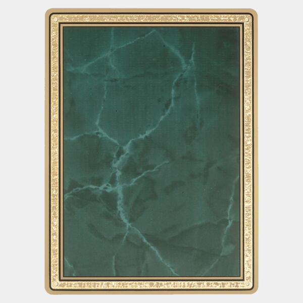 5 7/8" x 7 7/8" Brass Plated Steel Emerald Marble Plate with Florentine Border Thumbnail